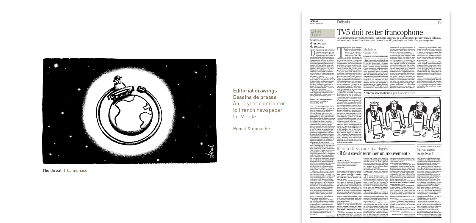 Le Monde editorial drawings by Lionel