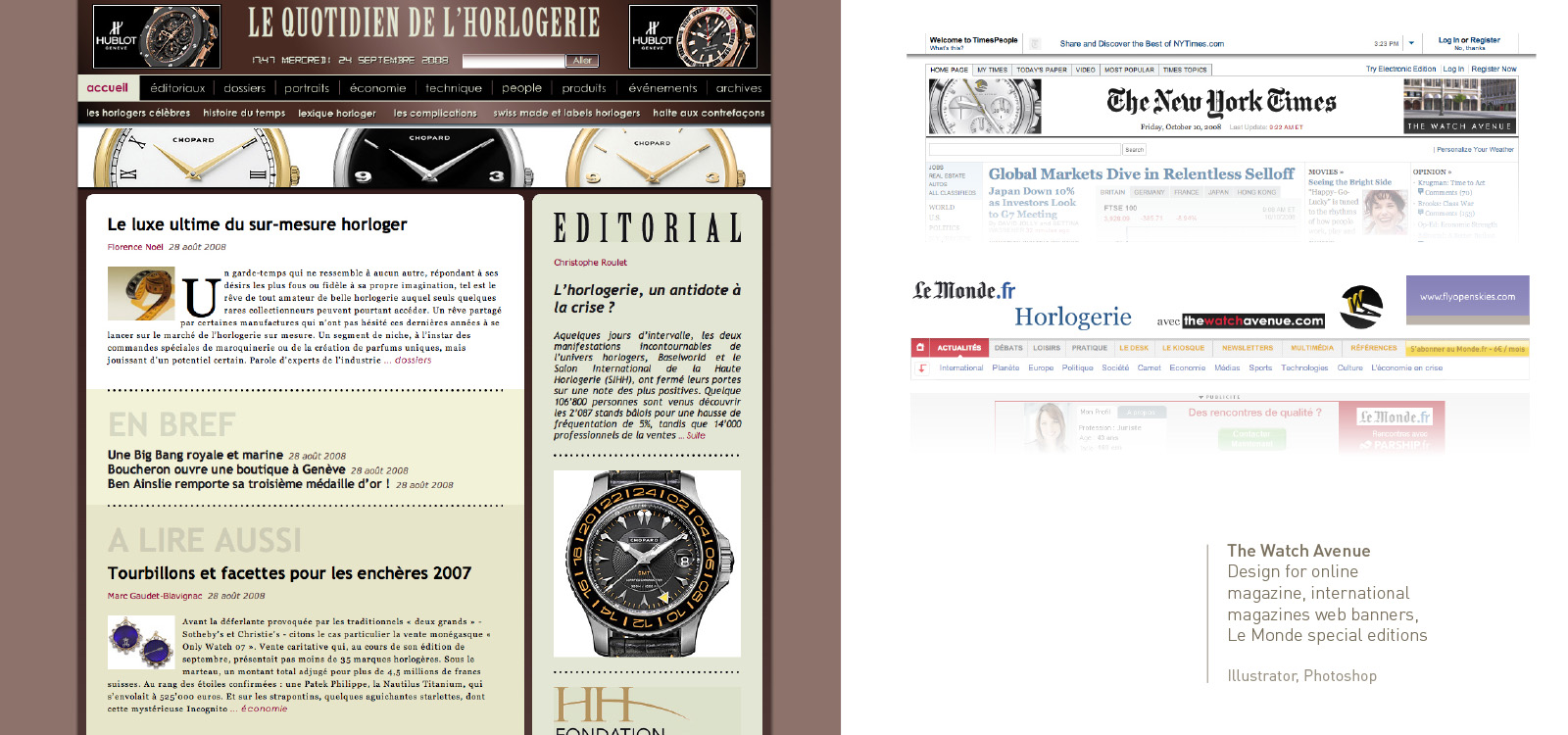 Watch web magazine and banners by Lionel Portier