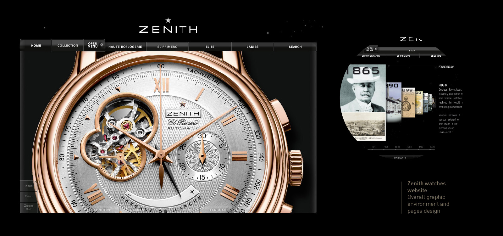 Zenith Watches website by Lionel Portier