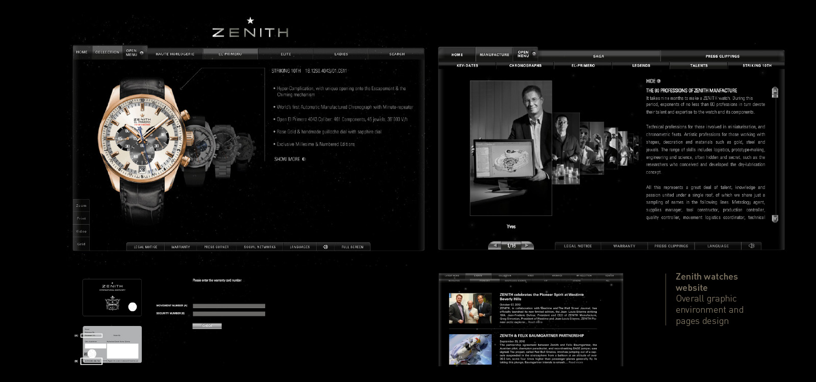 Zenith Watches website by Lionel Portier